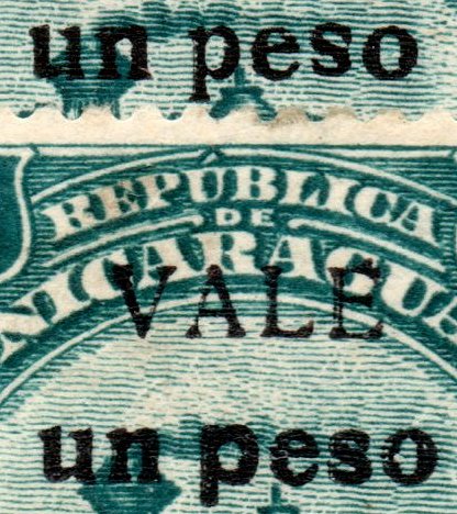 Nicaragua stamps 1913 surcharges Locomotive 1 Peso on 5 Pesos normal plus Peso varieties